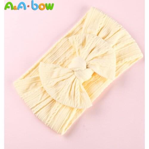 1pcs Cable Knit Nylon Bow Headwrap, One size fits all nylon headbands, wide nylon headbands, baby headbands, Knot bow headwear