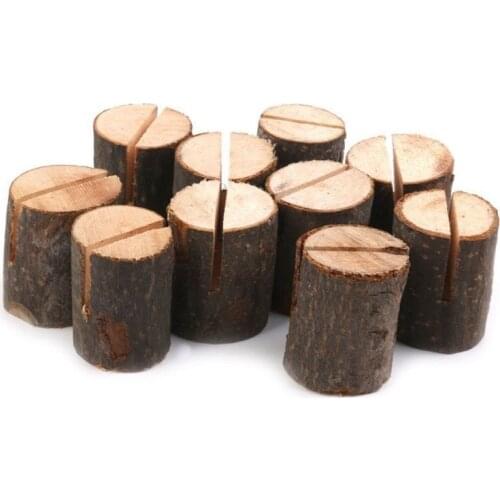 10pcs Rustic Wooden Stump Place Card Holder Number Name Menu Table Stand Picture Photo Clip Wedding Party Supplies