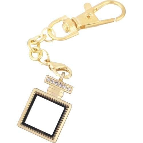 10pcs/lot Mixed Perfume bottle shape open locket Key Ring twist Memory Living Magnet Glass Keychains Locket for Floating charms