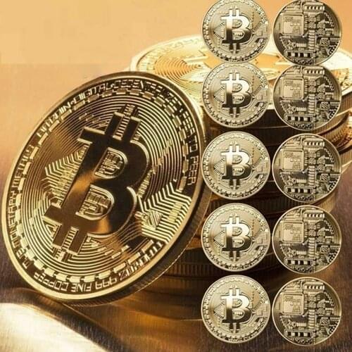 10pcs Plated Bitcoin Coin Historic Commemorative Souvenir Coins Art Collection BTC Virtual Currency Antique Imitation Gift