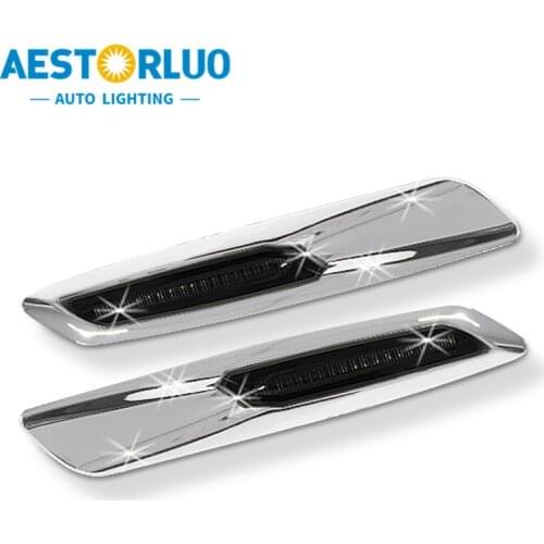 2pcs Canbus Factory Supply LED Silver Chromed Side Marker Car Lights For BMW 1 3 5 Series E81 E82 E87 E88 E90 E91 White 12V
