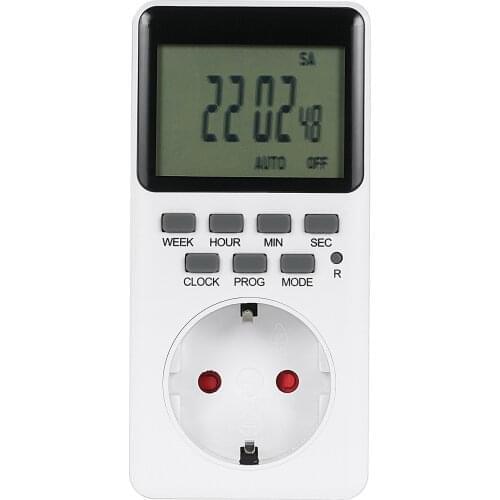 2PCS Digital Timer Switch Socket LCD Plug-in Programmable 20Groups Timing T-ime Setting Switch Summer T-ime/ 12h/24h Switching