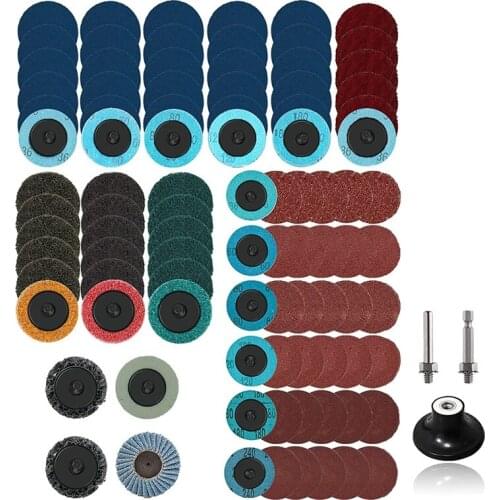 80Pcs Roll Lock Sanding Disc 2" Quick Change Disc With 1/4" Shank Holder Surface Conditioning Disc For Die Grinder