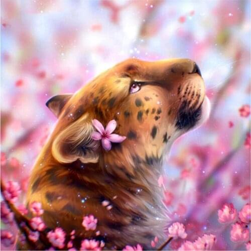 Yumeart Diamond Embroidery Leopard Picture of Rhinestones Diamond Painting Flower Full Square Drill Diamond Mosaic Handmade Gift