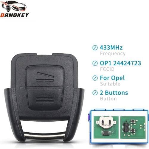 Dandkey 433Mhz Replacement 2 Buttons Car Fob Remote Control Key For Opel Vauxhall Vectra Zafira OP124424723 With ID40 Chip