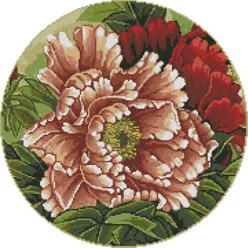 Free Delivery Top Quality Lovely Counted Cross Stitch Kit Coral Peonies Peony Pink Flower Flowers 8498