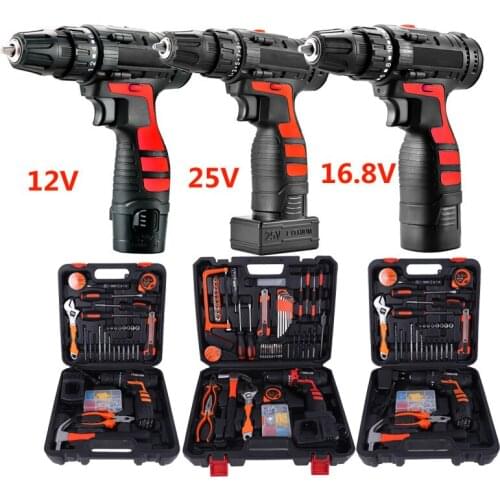12V 16.8V 25V Cordless Drill Electric Screwdriver Mini Wireless Power Driver DC Screwdriver Lithium Battery Drill Electric Tools