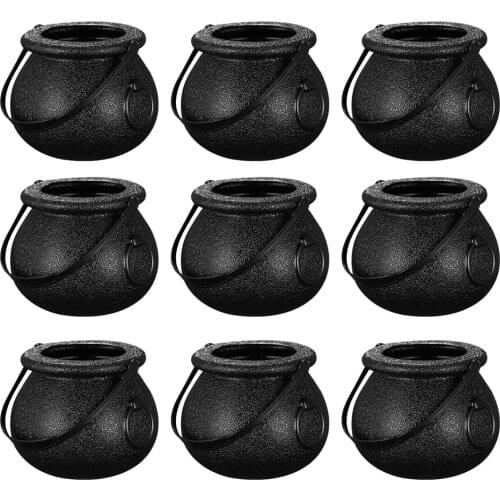 BESTOYARD 10pcs 5x7cm Candy Bucket Witchs Cauldron Trick or Treat Candy Pail Holder (Black)