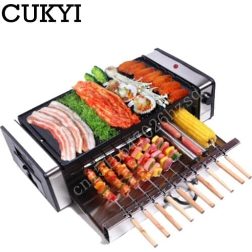 CUKYI Electric Grills & Electric Griddles Multifunctional Double Layers NO smoke Electric BBQ Grill