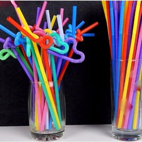 Art Straw Color Modeling Bending Lengthening Disposable Safety PP Straw 26cm100 Wholesale Party Supplies Decoration