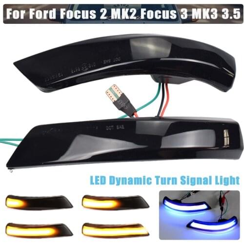 For Ford Focus 2 MK2 Focus 3 MK3 3.5 Mondeo MK4 2011-2014 Blue-Yellow Bicolor LED Dynamic Blinker Turn Signal Mirror Light EU
