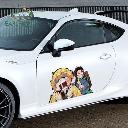 EARLFAMILY 43cm x 28cm Anime Big Car Stickers for Demon Slayer Funny Decals Door Hood Vinyl Car Accessories Decor Waterproof