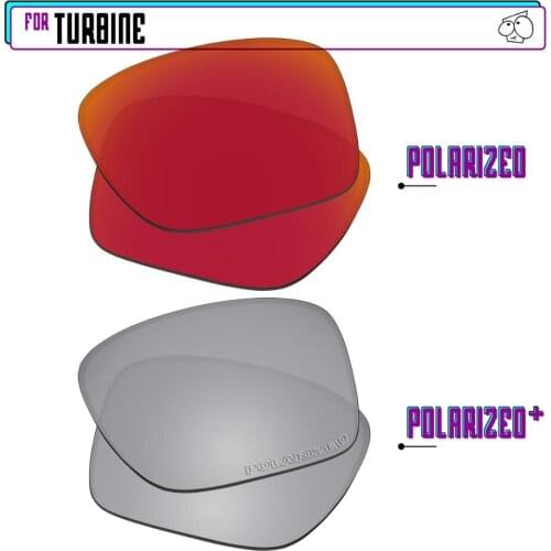 EZReplace Polarized Replacement Lenses for - Oakley Turbine Sunglasses - Silver P Plus-Red P