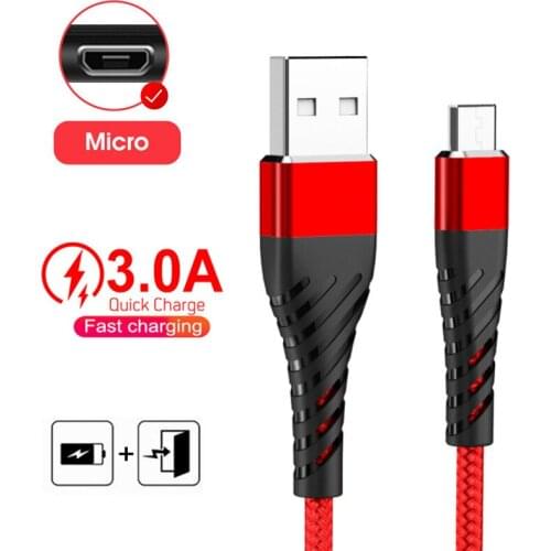 3A Quick Charge Micro USB data sync Cable For Vivo V17 Neo V19 Y30 Realme C20 C11 C3 NOKIA 6 Samsung mobile Phone Charger cables