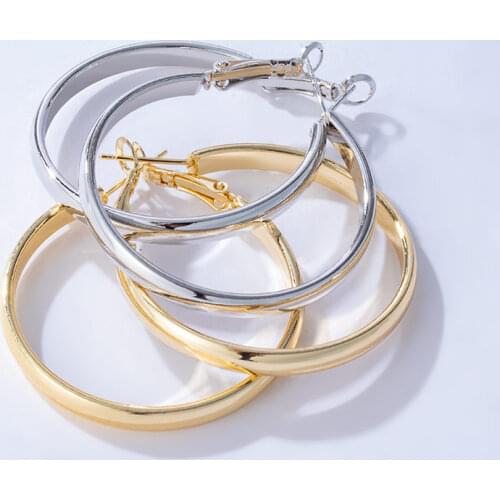 Korean Fashionable Womens Punk Hoop Earrings Smooth Round Metal Earrings Simple Earrings Jewelry 2020Jewelry Bohemian Earrings