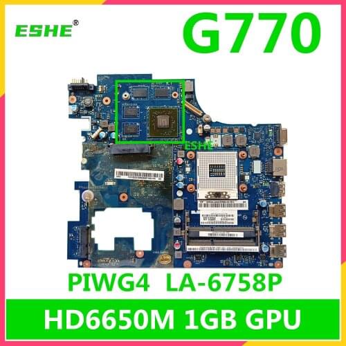 PIWG4 LA-6758P for Lenovo G770 Laptop Motherboard HM65 S989 HD6650M 1GB graphics card 100% Fully Tested&High quality
