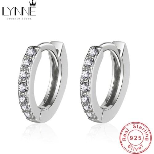 New Punk Rock Jewelry Girl&Men 925 Sterling Silver Simple Exquisite Hoop Earrings Unisexual Shine Rhinestone Hook Ear Circle