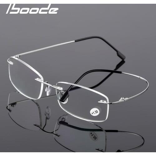 Iboode Ultralight Rimless Reading Glasses Men Women Anti Blue Light Computer Glasses for Presbyopia +1.0 1.5 2.0 2.5 3.0 3.5 4.0