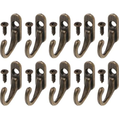 OOTDTY 10PCS Vintage Bronze Double Coat Hangers Wall Mounted Entryway Hooks With Screws