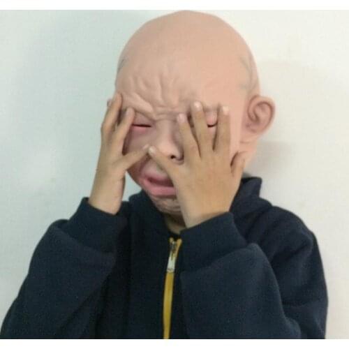 Wholesale Halloween Christmas on The Streets Baby Crying Mask Angry Happy Baby Masks