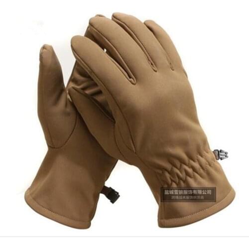 Winter Outdoor Cycling Waterproof Thermal Fleece Gloves Fishing Climbing Camouflage Sports Tactical Training Full Finger Mittens