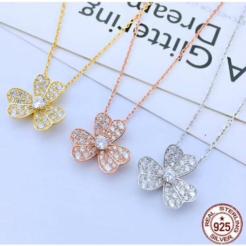 S925 sterling silver necklace new hypoallergenic trefoil fashion personality shape simple shape jewelry birthday gift hot