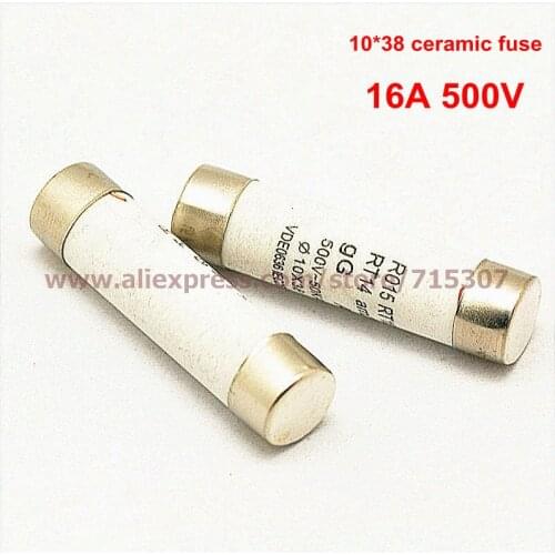PHISCALE 20pcs Ceramic fuse 16A 500V fuse 10*38 / 10x38mm
