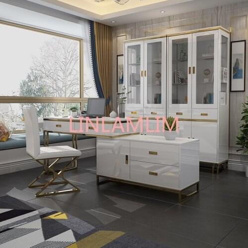 Escritorio de oficina desk mesa scrivania panana biurko escrivaninha escritorios стол письменный recibidor + chair + bookcase