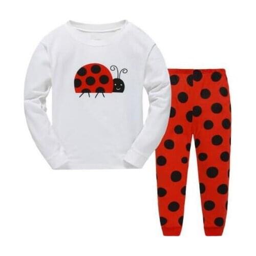 Long Sleeve Nightwear Cotton Clothing Pajamas Sets For Baby Boys Sleepwear Autumn Children Girls Ladybug Pajamas Cute Homewear