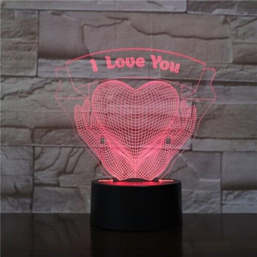 Nigndn 3d Lamp 3D LED Night Light Creative Table Bedside Lamp Romantic Love Light Gift for Girlfriend Wife Home Decro