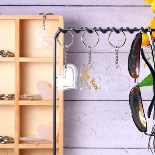 30 Blanks Clear Acrylic Blanks Heart Shape Plain Acrylic and 30 Pieces Key Chain Metal Key Rings for DIY Projects Crafts