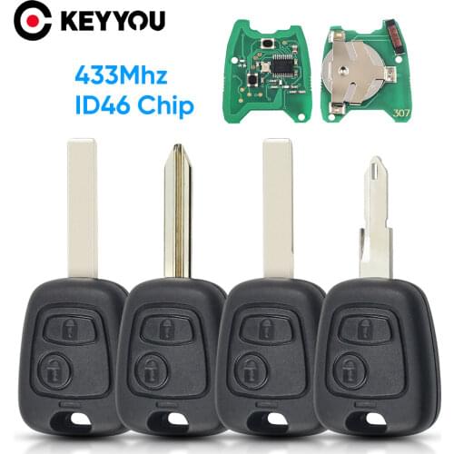 KEYYOU 2 Buttons ASK Remote Key Fob Controller For PEUGEOT 206 307 Partner Citroen C1 C3 433MHZ With PCF7961 Transponder Chip