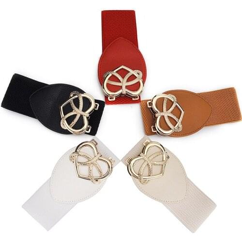 Luxury Fashion Belts For Women Alloy To Buckle Elastic Belts Narrow Dress Decorative Fashion Dress Waist Seal Black Cintos