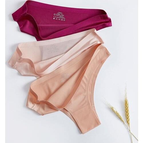 Ice Silk Thong Panties Sexy Briefs Seamless Low Waist Thongs Women Underwear Panties for Girls Ladies Panty G String Tangas