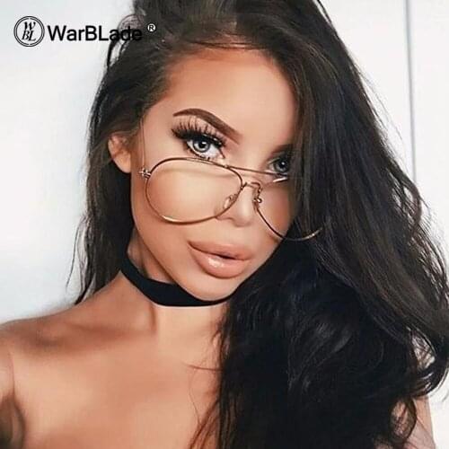 WarBLade Gold Frame Sunglasses Female Classic Eyeglasses Transparent Clear Lens Optical Women Men glasses Pilot Style