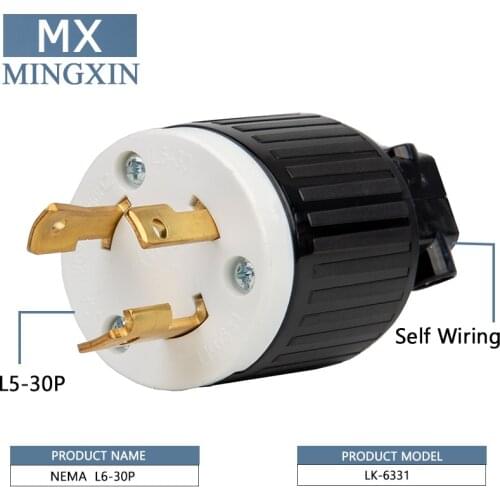 NEMA L5-30P Standards Self-spinning plugs Industrial American, 30 Amps 125 V, American 3pin Removable plug