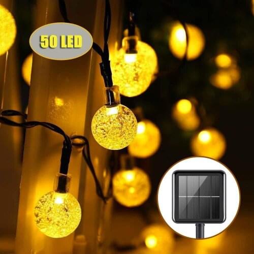 Led Solar String Fairy Lights Bubble Crystal Ball Holiday Lights Outdoor Lamp For Garlands Christmas Wedding Party Decor