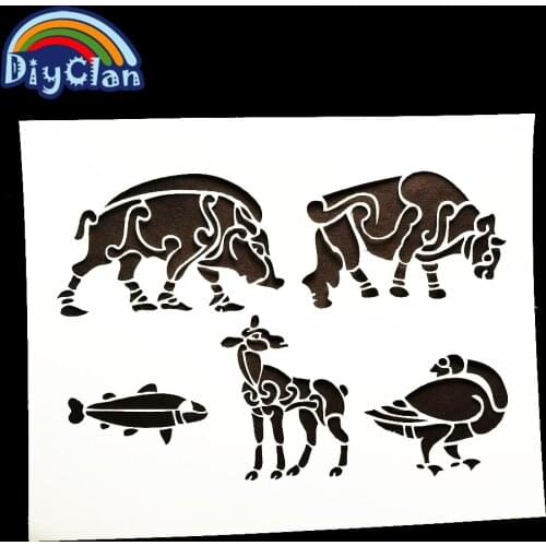Cow Decorating Coffee Stencils duck animal face Stencil for fish Cake Decor plastic stencils for deer painting Art P0115