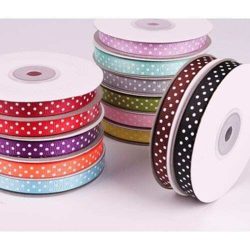 Xugar 10MM Dot Printed Grosgrain Satin Ribbons For DIY Hair Bows Makers Tapes Christmas Decoration Craft Accessories 25y/roll