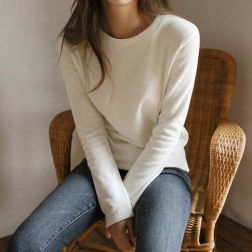 Woman Tshirts Autumn and Winter Womens Casual round Neck Long Sleeve T-shirt Ropa Mujer Camisetas