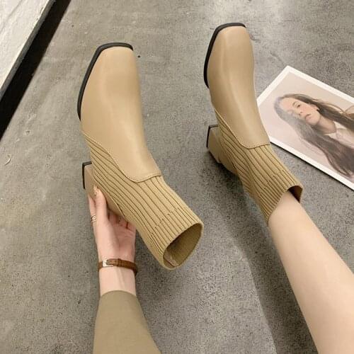 Womens Rubber Boots Autumn Shoes Round Toe Winter Footwear Rain High Heel Ladies 2021 Med Stockings Large Size Ankle Basic Fab