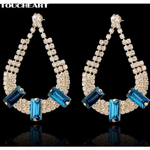 TOUCHEART Charm Vintage Waterdrop Earrings fashion Jewelry Gold color Statement Crystal Earrings For Women Pendientes Ser140202