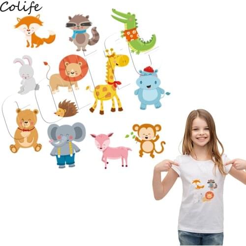 Animals Stickers Colorful Popular Kids Applique On Clothing Washable Fashion Patches DIY Accessory Decal Iron On Parch