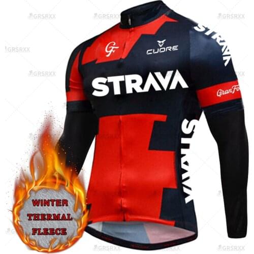 STRAVA Winter Bicycle Jersey 2021 Thermal Clothes Pro Team MTB Jersey Long Sleeves Cycling Wear Bike Race Clothes
