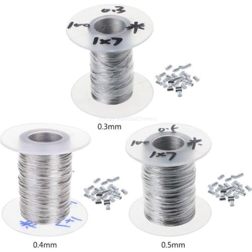 100m 304 Stainless Steel Wire Rope Soft Fishing Lifting Cable 1×7 Clothesline With 30 Aluminum Ferrules Dropship