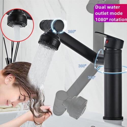 Modern 360 Degree Rotating Single Hole Faucet Multifunctional Hot and Cold Water Faucet Basin Faucet for Bathroom Sink AA