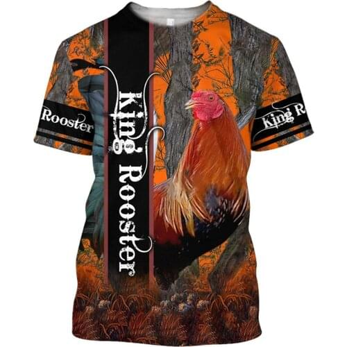 2021 Summer Hipster Men t-shirt Beautiful Rooster Hunting 3D Printed Harajuku Short Sleeve T shirt Unisex Casual Tops TX0172