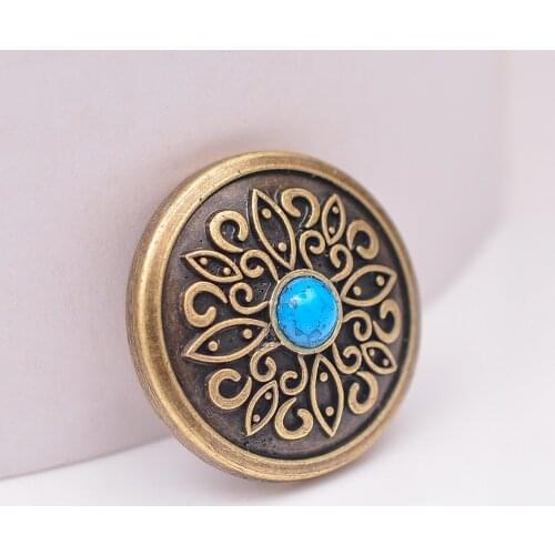 24*24mm 1" Antique Brass Floral Embross Carved Horse saddles Leathercraft Belt HandBag Wallet Turquoise Concho Decor Lots 10pcs