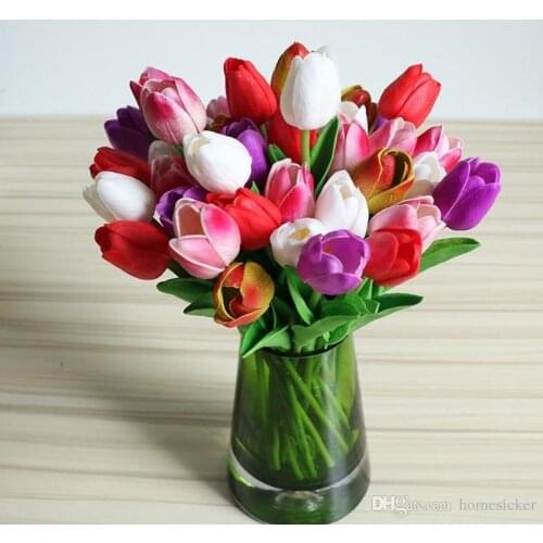 50PCS Latex Tulips Artificial PU Flower bouquet Real touch flowers For Home decoration Wedding Decorative Flowers