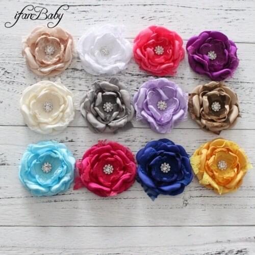 7cm Boutique Burn fabric flower Layered Poppy flower with lace For Girl Kids Headband Hair Accessories Singed Flower 20pcs